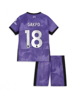 Otroški Nogometna dresi replika Liverpool Cody Gakpo #18 Tretji 2023-24 Kratek rokav (+ hlače)